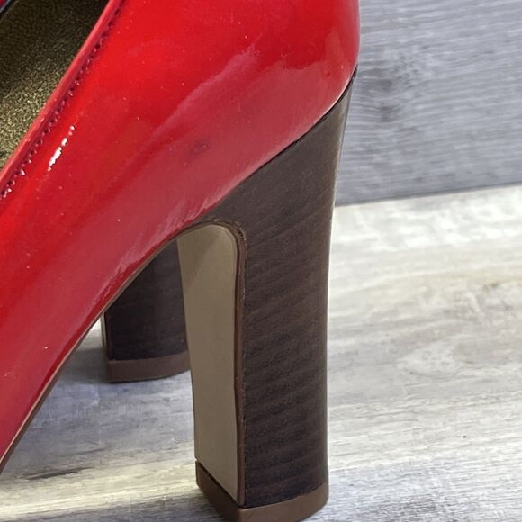 J Crew Patent Leather Womens Red Mary Jane High Heels Pump Size 5.5 Vintage - Picture 4 of 16